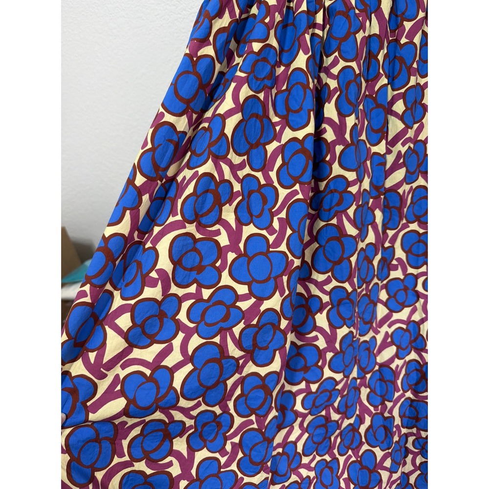 ODEEH Womens Floral Cotton Maxi Dress Blue Purple Yellow Square Neck Pockets 40 - Picture 11 of 14